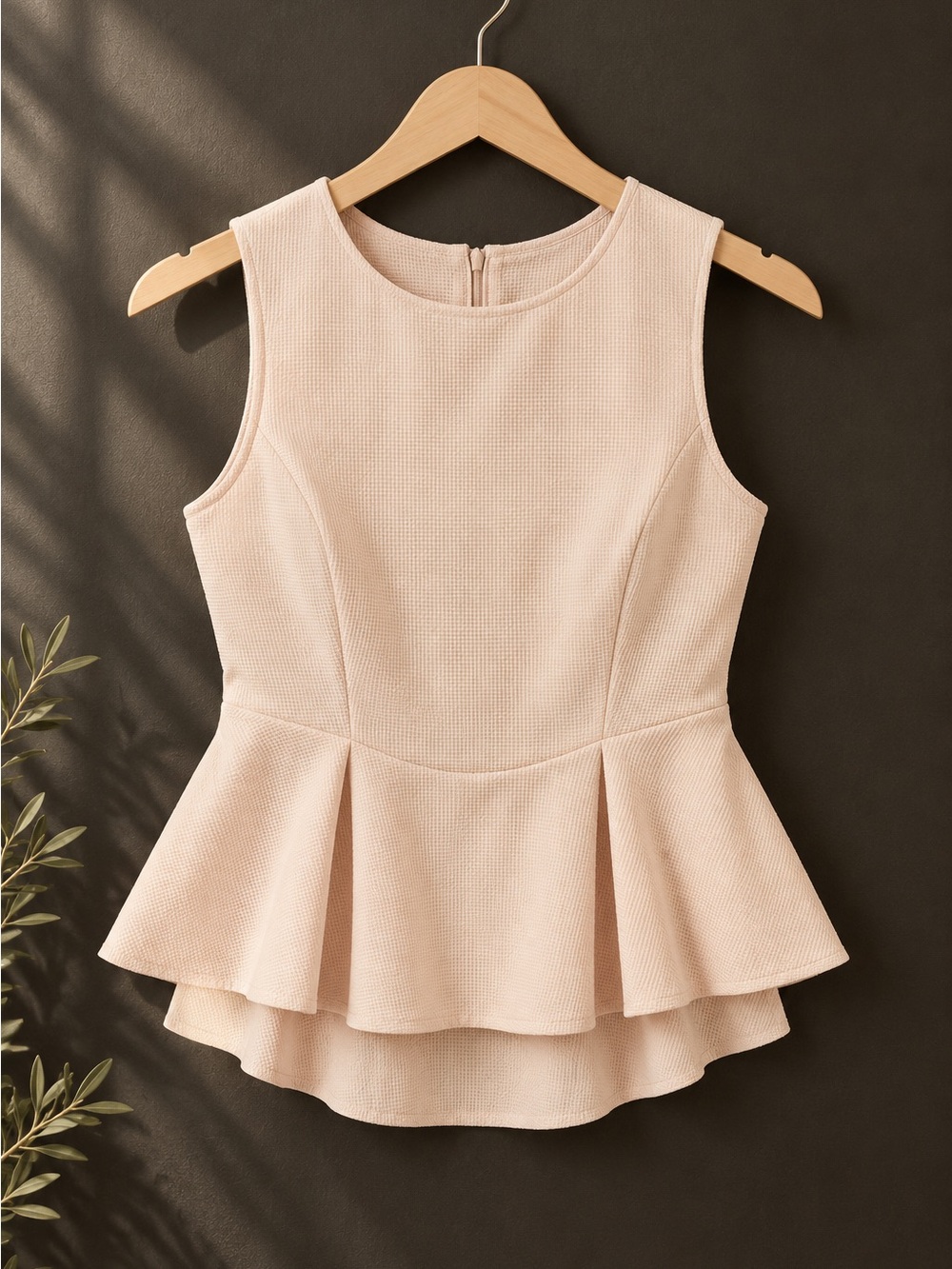 Zara Sleeveless Peplum Top in Blush Pink